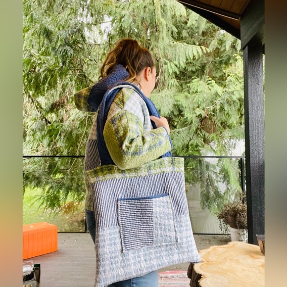 Handmade Handbags - Handmade Quilted Patchwork Tote gingham print